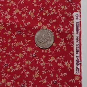 Vintage Small Floral Red Calico Cotton Peter Pan Fabrics 44" x 2 Yards